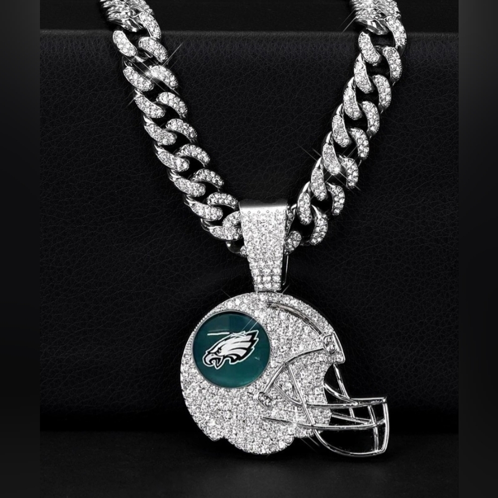 Eagles Football Helmet Or Eagle Pendant Necklace 20 Or 24 Gold Or Silver - Picture 2 of 7
